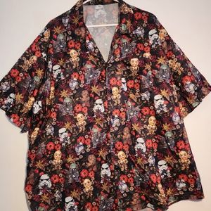 Men's 5X Star Wars Floral Button Up Hawaiian  Shirt